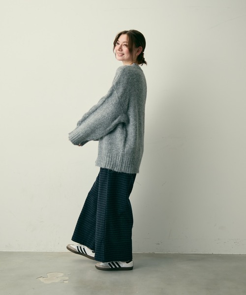 Lunea（ルネア）の「【裏起毛】チェック柄タックワイドパンツ（その他パンツ・レディース・グレー/ネイビー・M/L）」の19枚目の写真