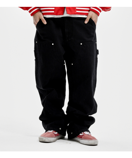 EXTRAORDINARY(エクストラオーディナリー)の「DOUBLE KNEE DENIM BLACK(デニムパンツ・メンズ・その他・LARGE/MEDIUM/X-LARGE/XX-LARGE/SMALL)」の1枚目の写真