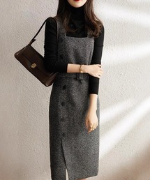 deux amour | ベルト付きアシメデザインジャンスカ(ジャンパースカート)