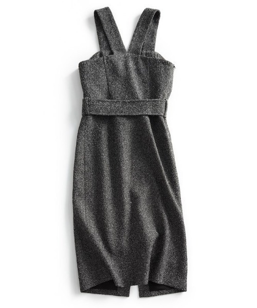 deux amour（ドゥーザムール）の「ベルト付きアシメデザインジャンスカ（ジャンパースカート・レディース・チャコールグレー・FREE）」の3枚目の写真