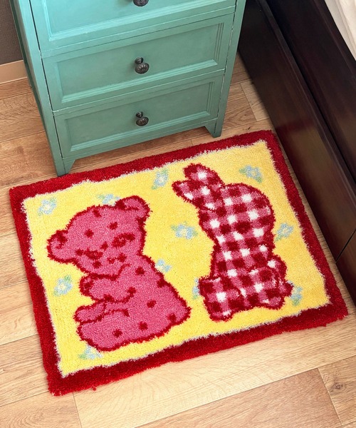 Casselini（キャセリーニ）の「Casselini HOME(キャセリーニ ホーム)くまとうさぎラグ（ラグ/マット・レディース・ブルー/イエロー・FREE）」の13枚目の写真