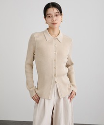 SALON adam et rope' | コットンシルクカシミアリブポロカーディガン(カーディガン/ボレロ)