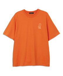 ネコ 半袖Tシャツ (VS0026) オレンジ/ホワイト