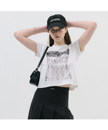 コルセットプリンティングTシャツ_ホワイト