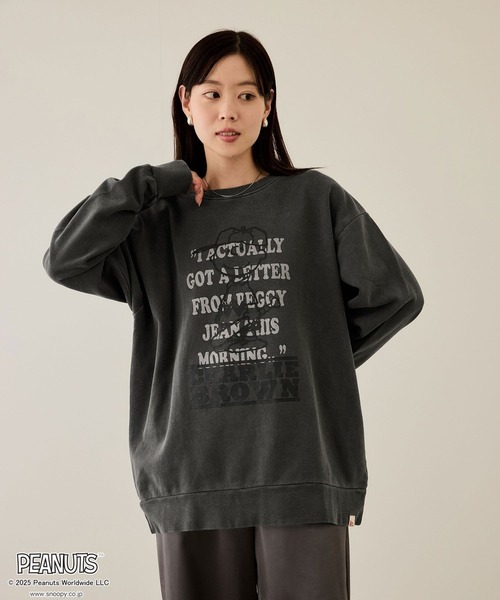 PEANUTS（ピーナッツ）の「PEANUTS ピグメントプリントトレーナー（スウェット・メンズ・スミクロ/ブルー系・S/M/L/XL）」の3枚目の写真