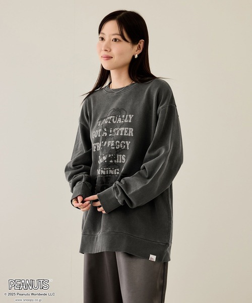 PEANUTS（ピーナッツ）の「PEANUTS ピグメントプリントトレーナー（スウェット・メンズ・スミクロ/ブルー系・S/M/L/XL）」の4枚目の写真