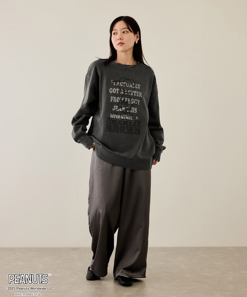 PEANUTS（ピーナッツ）の「PEANUTS ピグメントプリントトレーナー（スウェット・メンズ・スミクロ/ブルー系・S/M/L/XL）」の5枚目の写真