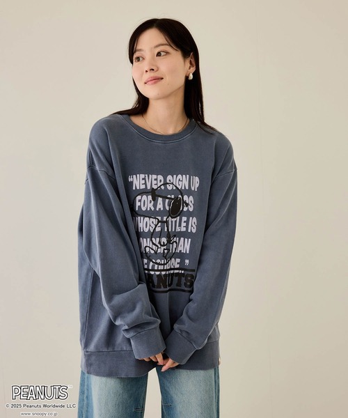 PEANUTS（ピーナッツ）の「PEANUTS ピグメントプリントトレーナー（スウェット・メンズ・スミクロ/ブルー系・S/M/L/XL）」の7枚目の写真