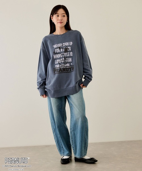 PEANUTS（ピーナッツ）の「PEANUTS ピグメントプリントトレーナー（スウェット・メンズ・スミクロ/ブルー系・S/M/L/XL）」の9枚目の写真