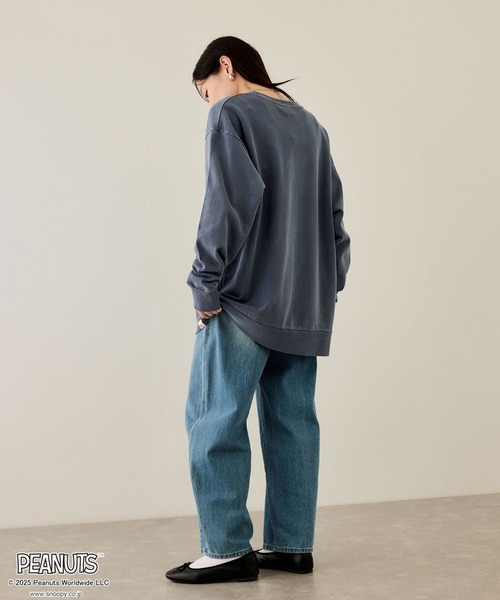 PEANUTS（ピーナッツ）の「PEANUTS ピグメントプリントトレーナー（スウェット・メンズ・スミクロ/ブルー系・S/M/L/XL）」の11枚目の写真