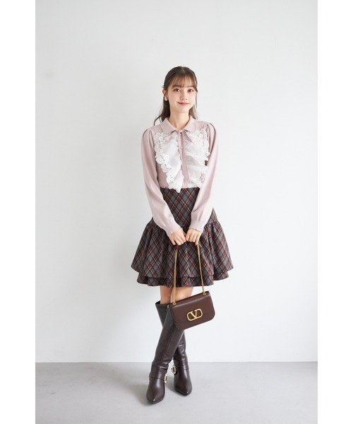 tocco closet(トッコ クローゼット)の「襟&リボン付きレースフリル装飾ニットプルオーバー(ニット/セーター・レディース・オフホワイト/ピンク/ネイビー・M)」の20枚目の写真