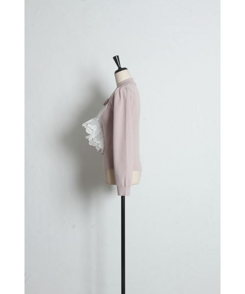 tocco closet(トッコ クローゼット)の「襟&リボン付きレースフリル装飾ニットプルオーバー(ニット/セーター・レディース・オフホワイト/ピンク/ネイビー・M)」の11枚目の写真