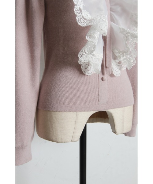 tocco closet(トッコ クローゼット)の「襟&リボン付きレースフリル装飾ニットプルオーバー(ニット/セーター・レディース・オフホワイト/ピンク/ネイビー・M)」の7枚目の写真