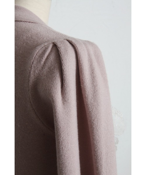 tocco closet(トッコ クローゼット)の「襟&リボン付きレースフリル装飾ニットプルオーバー(ニット/セーター・レディース・オフホワイト/ピンク/ネイビー・M)」の6枚目の写真