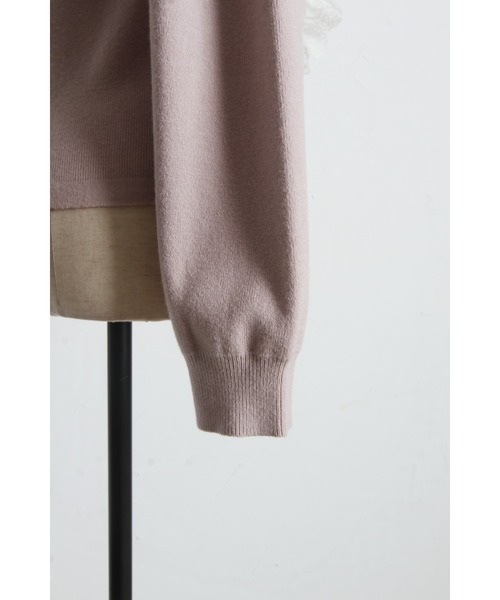 tocco closet(トッコ クローゼット)の「襟&リボン付きレースフリル装飾ニットプルオーバー(ニット/セーター・レディース・オフホワイト/ピンク/ネイビー・M)」の5枚目の写真