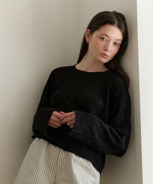 YUPPE(ヨッペ)の「NET CABLE KNIT_BLACK(ニット/セーター・レディース・その他・FREE)」の3枚目の写真