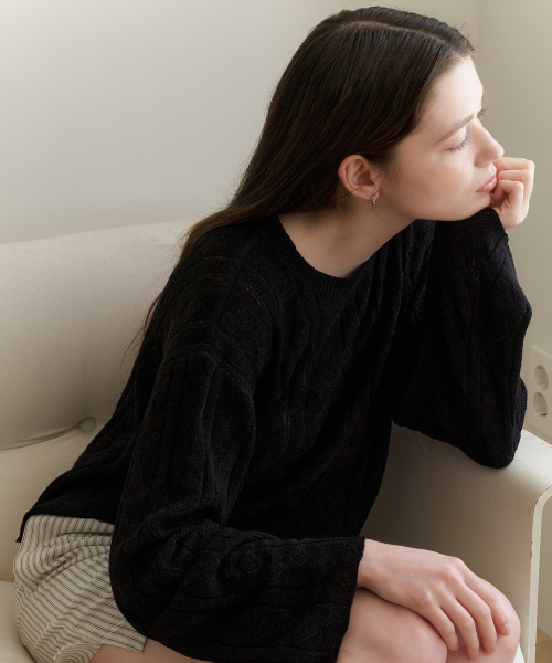 YUPPE(ヨッペ)の「NET CABLE KNIT_BLACK(ニット/セーター・レディース・その他・FREE)」の4枚目の写真