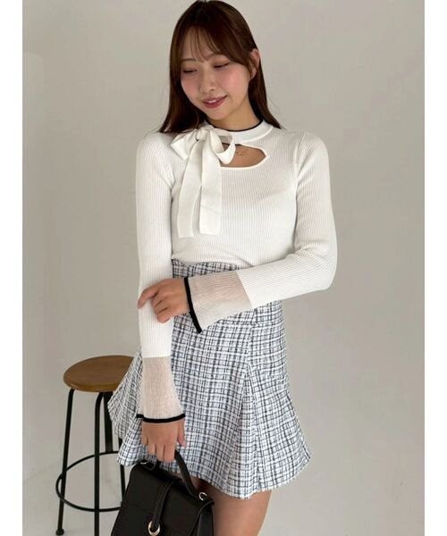 セール】ビッグリボンシアーカフスニットトップス（ニット/セーター