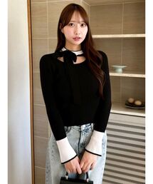 dazzlin | ビッグリボンシアーカフスニットトップス(ニット/セーター)