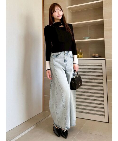 dazzlin（ダズリン）の「ビッグリボンシアーカフスニットトップス（ニット/セーター・レディース・グレー/ブラック/アイボリー/ピンク・FREE）」の17枚目の写真