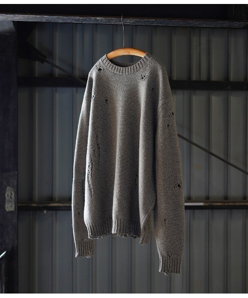 PORT BY ARK（ポートバイアーク）の「PORT BY ARK / ポートバイアーク：Clash Knit：PO18-KN02[COR]（ニット/セーター・メンズ・グレー/ブラック/ブラウン・1/2）」の2枚目の写真