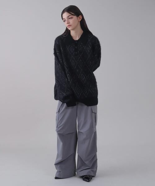 BROWNY（ブラウニー）の「BROWNY/アーガイルニットポロ（ニット/セーター・メンズ・ブラック/ワイン/ネイビー・LARGE/MEDIUM）」の5枚目の写真