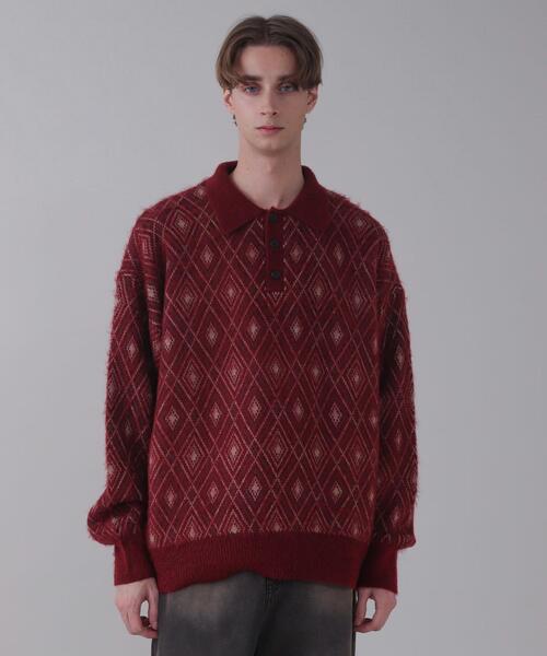 BROWNY（ブラウニー）の「BROWNY/アーガイルニットポロ（ニット/セーター・メンズ・ブラック/ワイン/ネイビー・LARGE/MEDIUM）」の17枚目の写真
