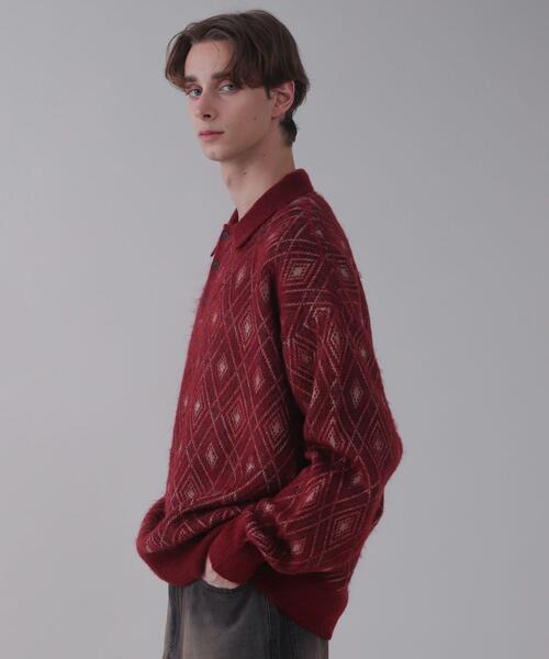 BROWNY（ブラウニー）の「BROWNY/アーガイルニットポロ（ニット/セーター・メンズ・ブラック/ワイン/ネイビー・LARGE/MEDIUM）」の19枚目の写真
