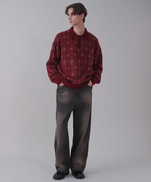 BROWNY（ブラウニー）の「BROWNY/アーガイルニットポロ（ニット/セーター・メンズ・ブラック/ワイン/ネイビー・LARGE/MEDIUM）」の22枚目の写真
