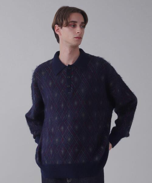 BROWNY（ブラウニー）の「BROWNY/アーガイルニットポロ（ニット/セーター・メンズ・ブラック/ワイン/ネイビー・LARGE/MEDIUM）」の9枚目の写真
