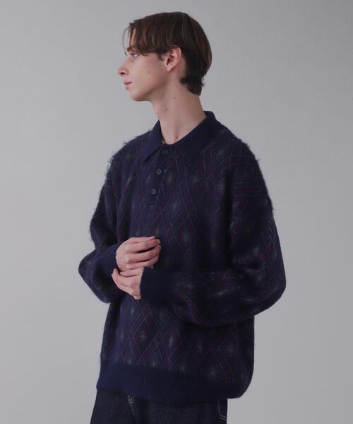 BROWNY（ブラウニー）の「BROWNY/アーガイルニットポロ（ニット/セーター・メンズ・ブラック/ワイン/ネイビー・LARGE/MEDIUM）」の10枚目の写真