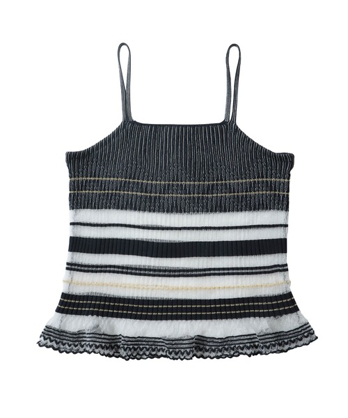 DRESSLAVE(ドレスレイブ)の「sheer shadow border cami(シアーシャドウボーダーキャミソール)(ニット/セーター・レディース・ネイビー/ホワイト・38)」の2枚目の写真