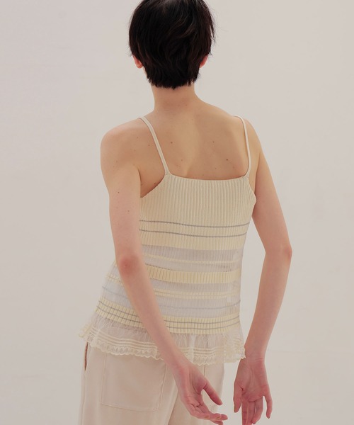 DRESSLAVE(ドレスレイブ)の「sheer shadow border cami(シアーシャドウボーダーキャミソール)(ニット/セーター・レディース・ネイビー/ホワイト・38)」の7枚目の写真