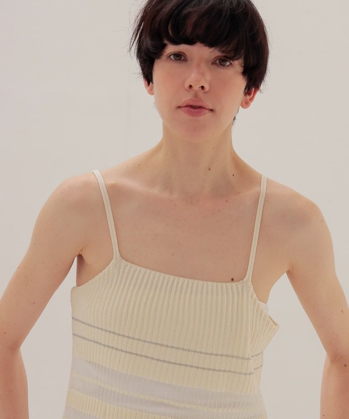 DRESSLAVE(ドレスレイブ)の「sheer shadow border cami(シアーシャドウボーダーキャミソール)(ニット/セーター・レディース・ネイビー/ホワイト・38)」の8枚目の写真