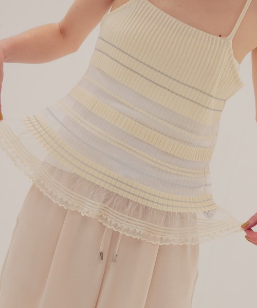 DRESSLAVE(ドレスレイブ)の「sheer shadow border cami(シアーシャドウボーダーキャミソール)(ニット/セーター・レディース・ネイビー/ホワイト・38)」の9枚目の写真