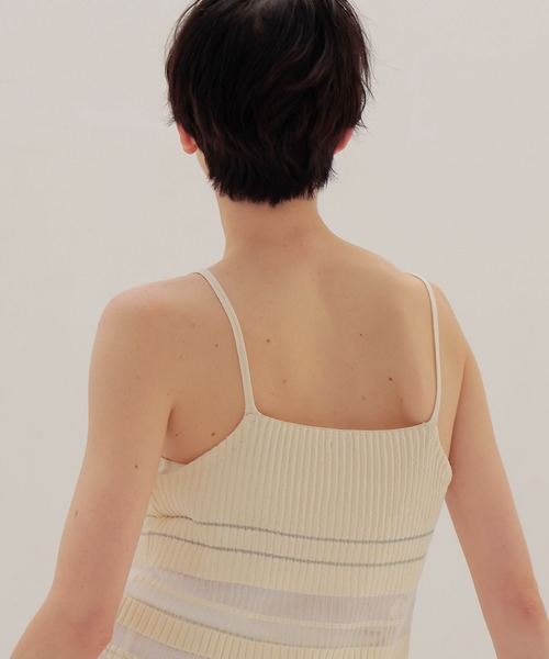 DRESSLAVE(ドレスレイブ)の「sheer shadow border cami(シアーシャドウボーダーキャミソール)(ニット/セーター・レディース・ネイビー/ホワイト・38)」の10枚目の写真