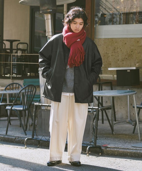 RAGEBLUE（レイジブルー）の「【AIRTHERMAL/エアサーマル】シンセティックレザーカーコート（ステンカラーコート・メンズ・ブラック・LARGE/MEDIUM）」の19枚目の写真