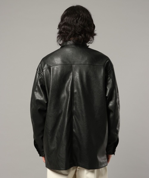 RAGEBLUE（レイジブルー）の「【AIRTHERMAL/エアサーマル】シンセティックレザーカーコート（ステンカラーコート・メンズ・ブラック・LARGE/MEDIUM）」の14枚目の写真