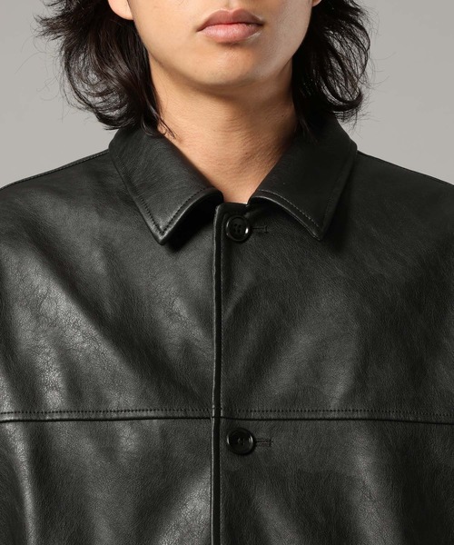 RAGEBLUE（レイジブルー）の「【AIRTHERMAL/エアサーマル】シンセティックレザーカーコート（ステンカラーコート・メンズ・ブラック・LARGE/MEDIUM）」の15枚目の写真