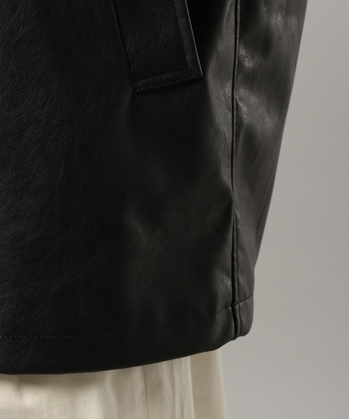 RAGEBLUE（レイジブルー）の「【AIRTHERMAL/エアサーマル】シンセティックレザーカーコート（ステンカラーコート・メンズ・ブラック・LARGE/MEDIUM）」の7枚目の写真