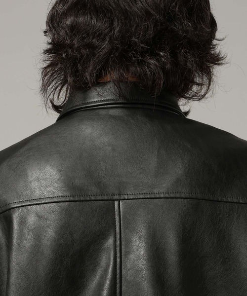 RAGEBLUE（レイジブルー）の「【AIRTHERMAL/エアサーマル】シンセティックレザーカーコート（ステンカラーコート・メンズ・ブラック・LARGE/MEDIUM）」の9枚目の写真