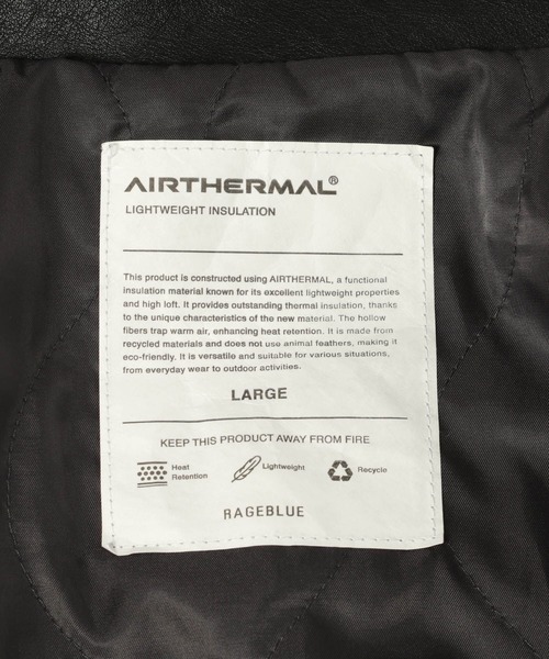 RAGEBLUE（レイジブルー）の「【AIRTHERMAL/エアサーマル】シンセティックレザーカーコート（ステンカラーコート・メンズ・ブラック・LARGE/MEDIUM）」の10枚目の写真