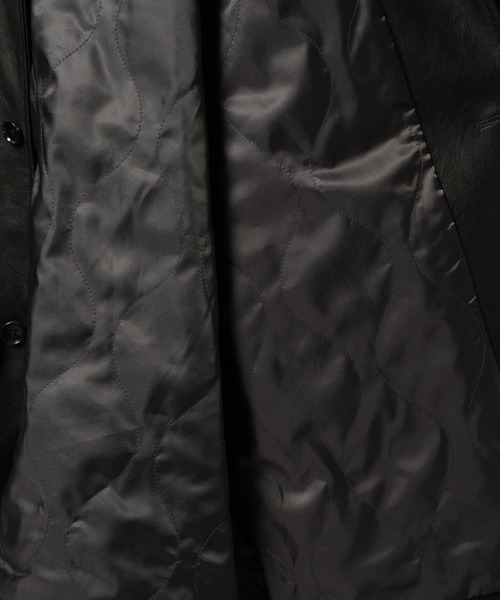 RAGEBLUE（レイジブルー）の「【AIRTHERMAL/エアサーマル】シンセティックレザーカーコート（ステンカラーコート・メンズ・ブラック・LARGE/MEDIUM）」の2枚目の写真