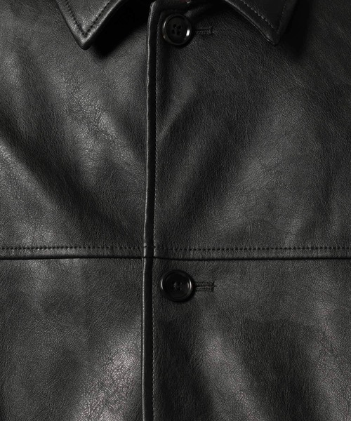 RAGEBLUE（レイジブルー）の「【AIRTHERMAL/エアサーマル】シンセティックレザーカーコート（ステンカラーコート・メンズ・ブラック・LARGE/MEDIUM）」の3枚目の写真