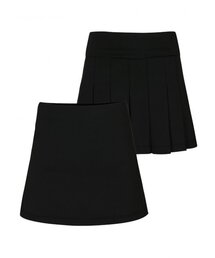BACK PLEATED BANDING SKIRT W/INNER PANTS_Black