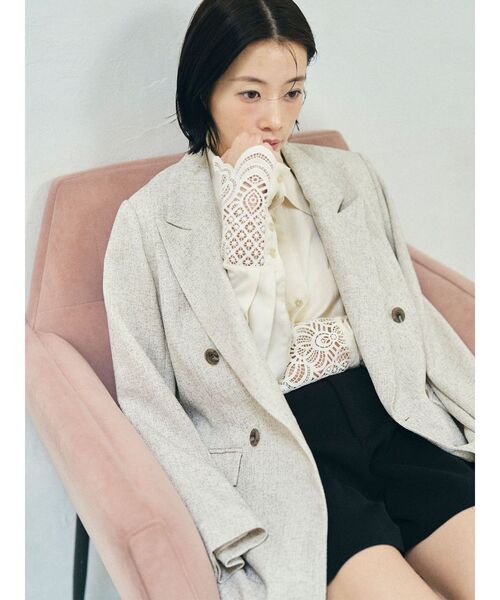 LAGUNAMOON(ラグナムーン)の「ツイードダブルテーラードジャケット(テーラードジャケット・レディース・アイボリー/ブラック・FREE)」の1枚目の写真