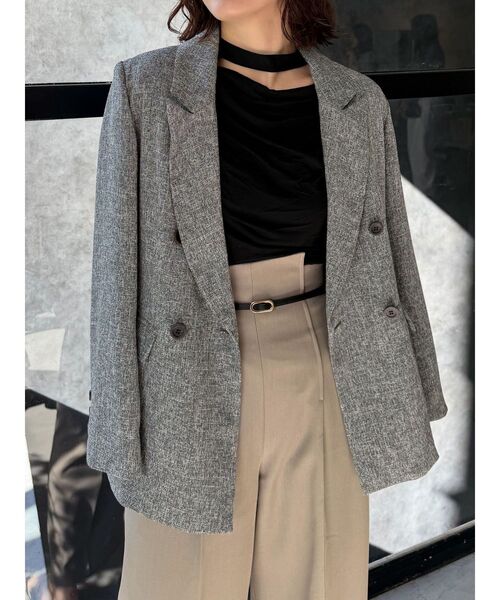 LAGUNAMOON(ラグナムーン)の「ツイードダブルテーラードジャケット(テーラードジャケット・レディース・アイボリー/ブラック・FREE)」の5枚目の写真