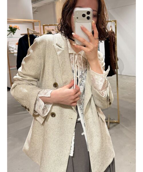 LAGUNAMOON(ラグナムーン)の「ツイードダブルテーラードジャケット(テーラードジャケット・レディース・アイボリー/ブラック・FREE)」の11枚目の写真