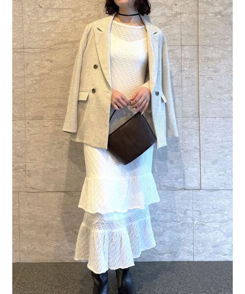 LAGUNAMOON(ラグナムーン)の「ツイードダブルテーラードジャケット(テーラードジャケット・レディース・アイボリー/ブラック・FREE)」の12枚目の写真