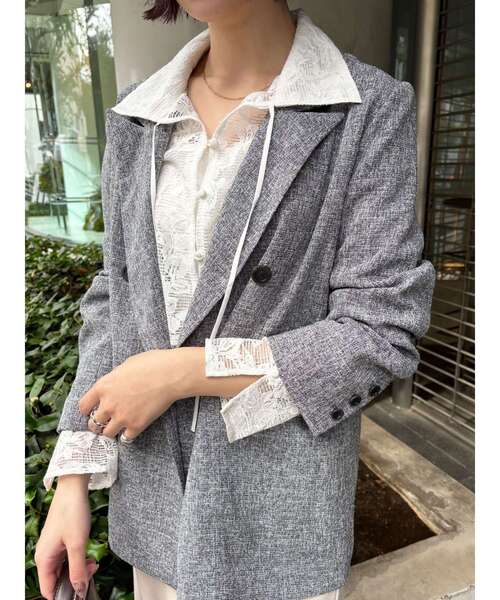 LAGUNAMOON(ラグナムーン)の「ツイードダブルテーラードジャケット(テーラードジャケット・レディース・アイボリー/ブラック・FREE)」の21枚目の写真